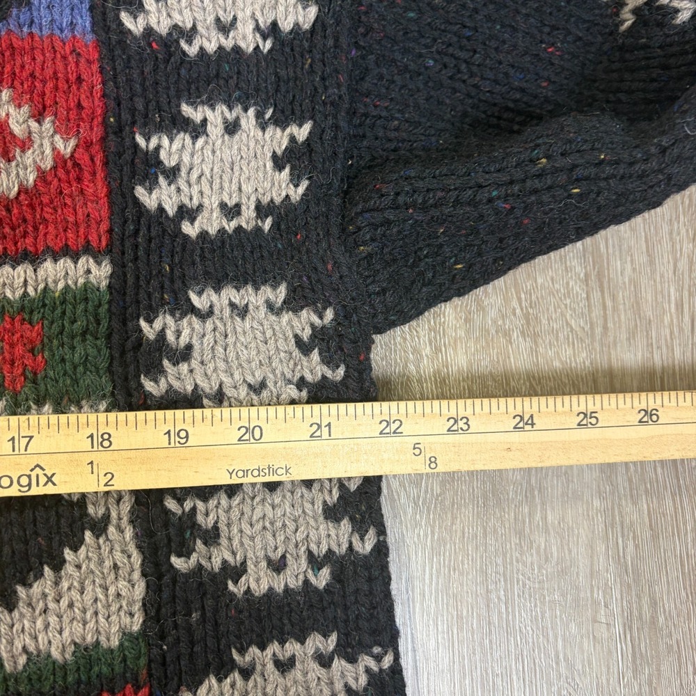 VTG Woolrich 100% Wool Sweater XL Aztec Southwestern Black Pullover Knit - Picture 4 of 6